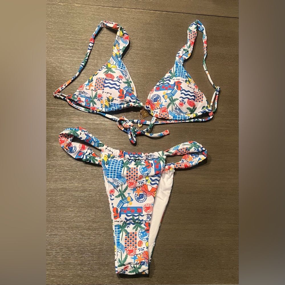 Triangl Bikini Set size M NWT Italian Summer Tie Side ZLK  Swimsuit trangle